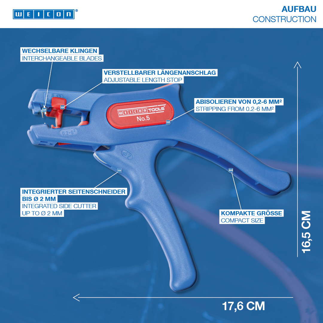 Wire Stripper No. 5 | for all common stranded and solid conductors I working range 0,2 - 6,0 mm²