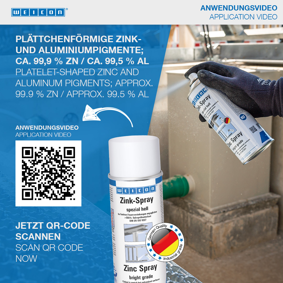 Zinc Spray bright grade | cathodic corrosion protection with approval for use in the food sector