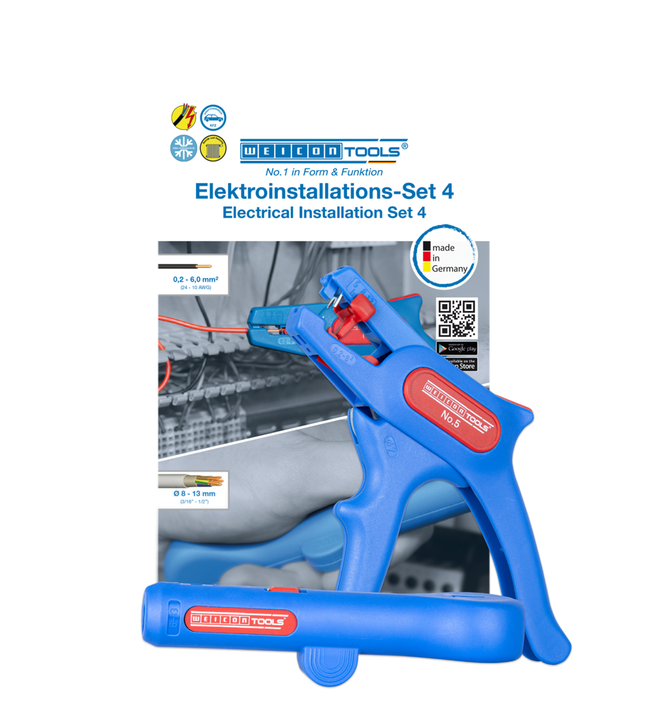 Electrical Installation Set 4 | 2-piece stripping set incl. wire stripper and round cable stripper Electrical Installation Set 4 | 2-piece stripping set incl. wire stripper and round cable stripper