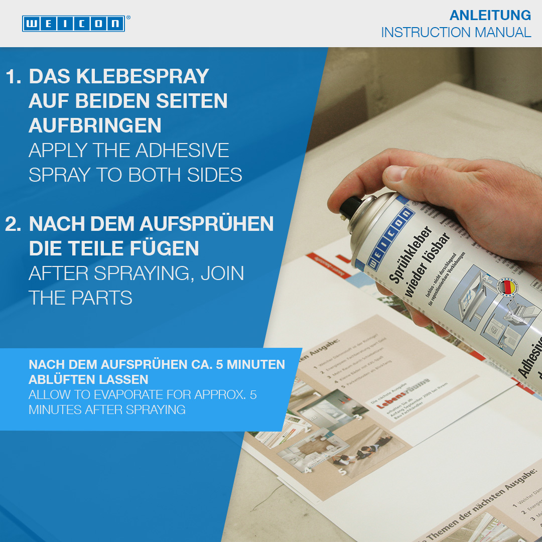 Adhesive Spray detachable | sprayable contact adhesive for light materials
