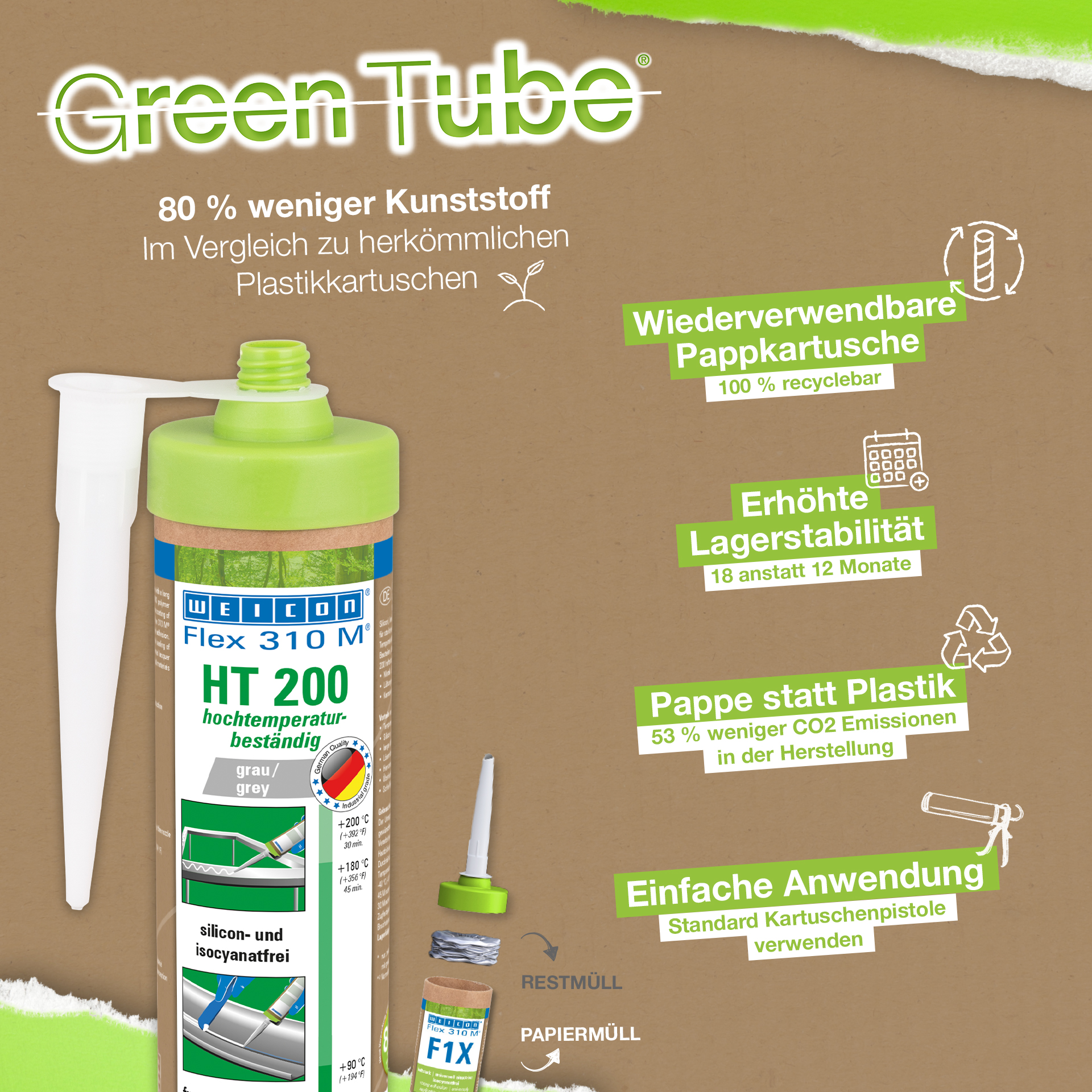 Flex 310 M® HT 200 MS-Polymer | adhesive and sealant with high initial strength, based on MS-Polymer, temperature-resistant up to 200°C