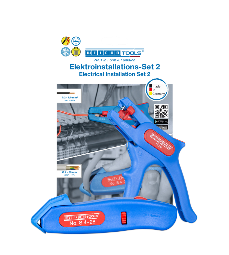 Electrical Installation Set 2 | 2-piece stripping set incl. wire stripper and cable knife Electrical Installation Set 2 | 2-piece stripping set incl. wire stripper and cable knife
