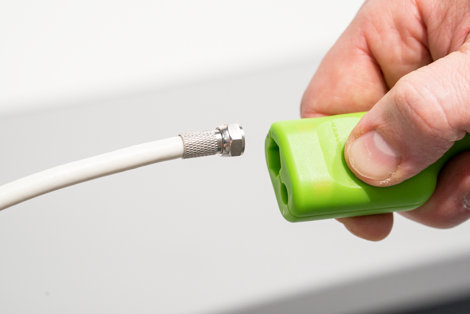 Coax-Stripper No 1 F Plus Green Line - suitable for F-screw connectors | Sustainable stripping tool I for skinning and stripping coaxial cables incl. untwisting aid