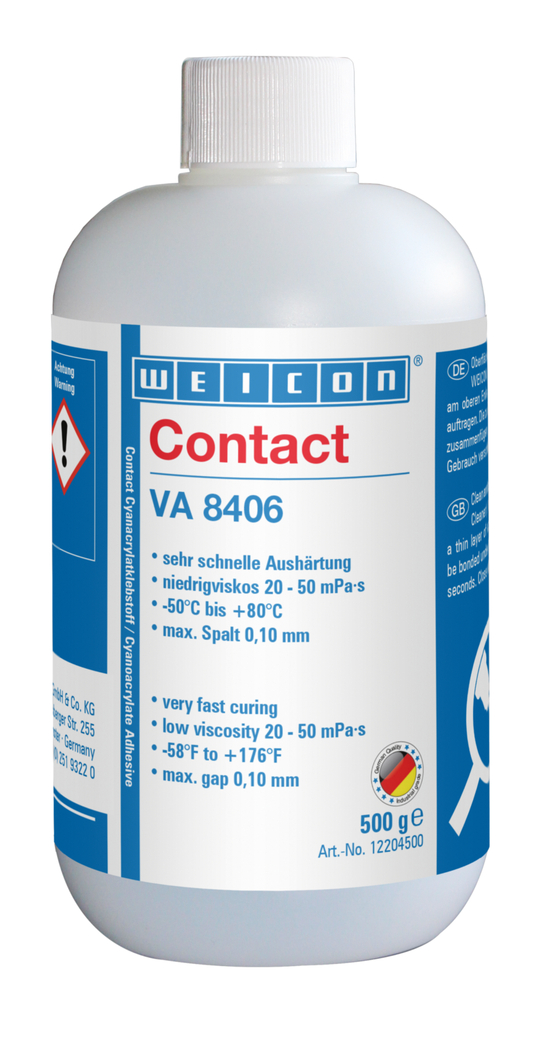 WEICON VA 8406
Cyanoacrylate Adhesive | instant adhesive for quick fixing and bonding WEICON VA 8406
Cyanoacrylate Adhesive | instant adhesive for quick fixing and bonding