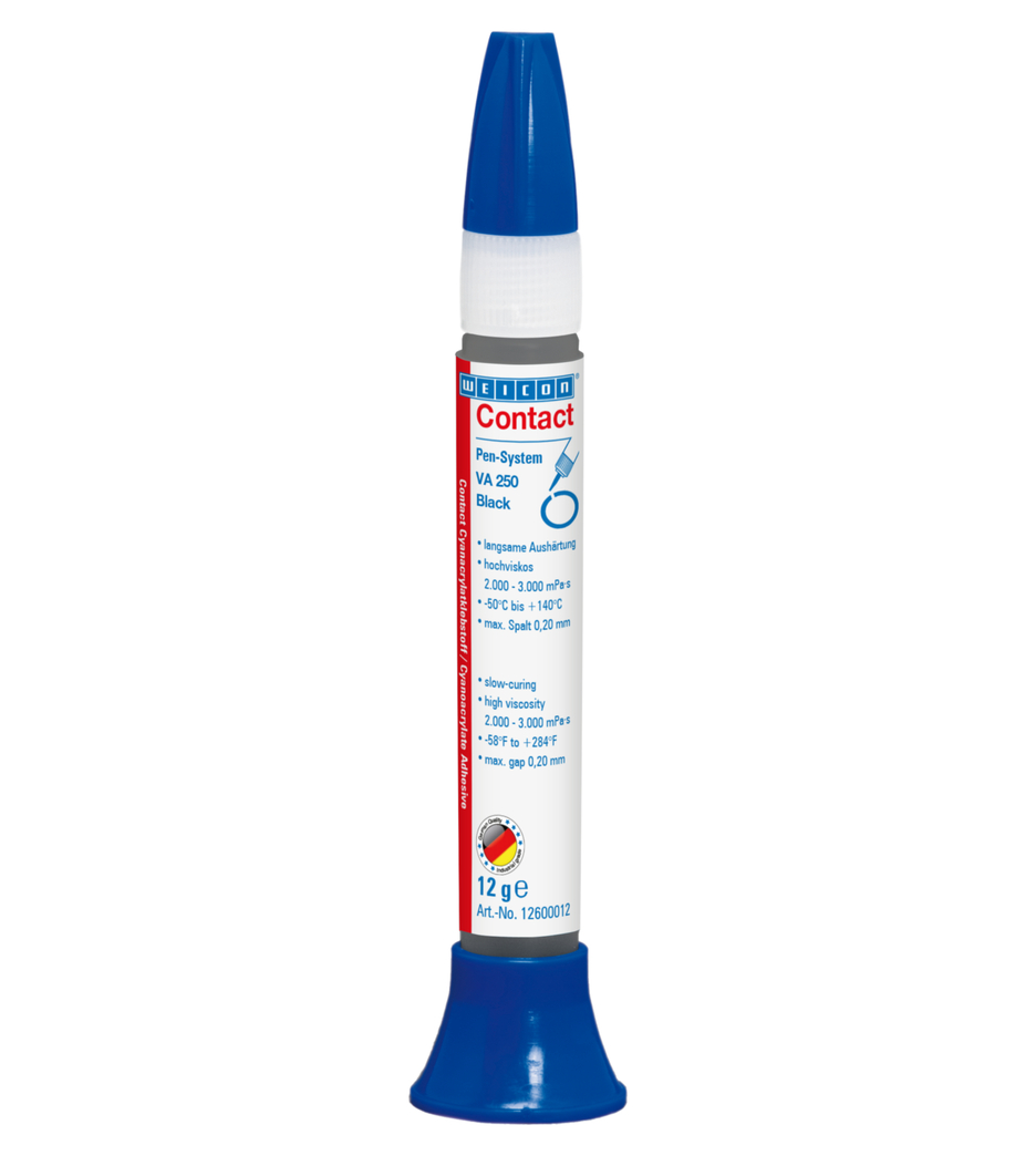 VA 250 Black Cyanoacrylate Adhesive | instant adhesive with high viscosity, rubber-filled VA 250 Black Cyanoacrylate Adhesive | instant adhesive with high viscosity, rubber-filled