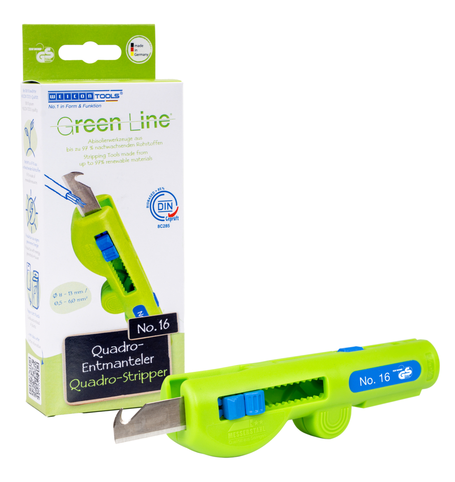 Quadro-Stripper No.16 Green Line | Sustainable stripping tool I multifunctional stripper, working range stripping 0,5 - 6,0 mm² I skinning 8 - 13 mm Ø