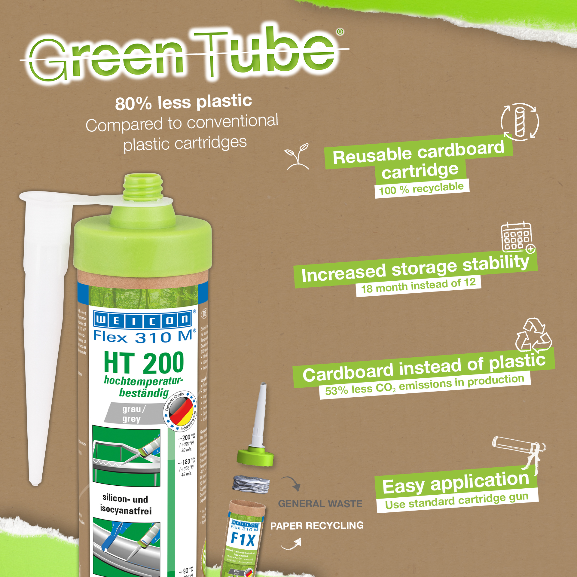 Flex 310 M® HT 200 MS-Polymer | adhesive and sealant with high initial strength, based on MS-Polymer, temperature-resistant up to 200°C