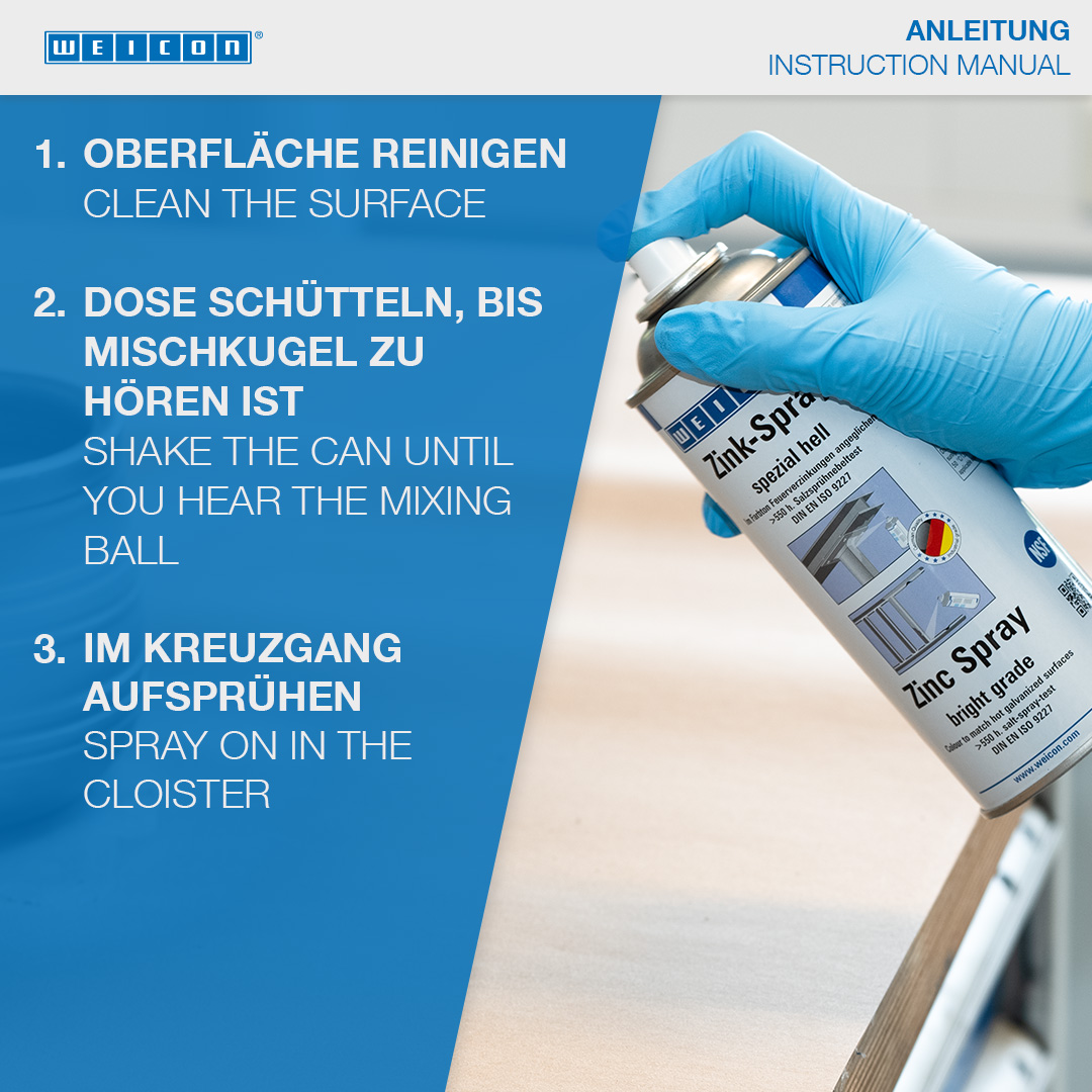 Zinc Spray bright grade | cathodic corrosion protection with approval for use in the food sector