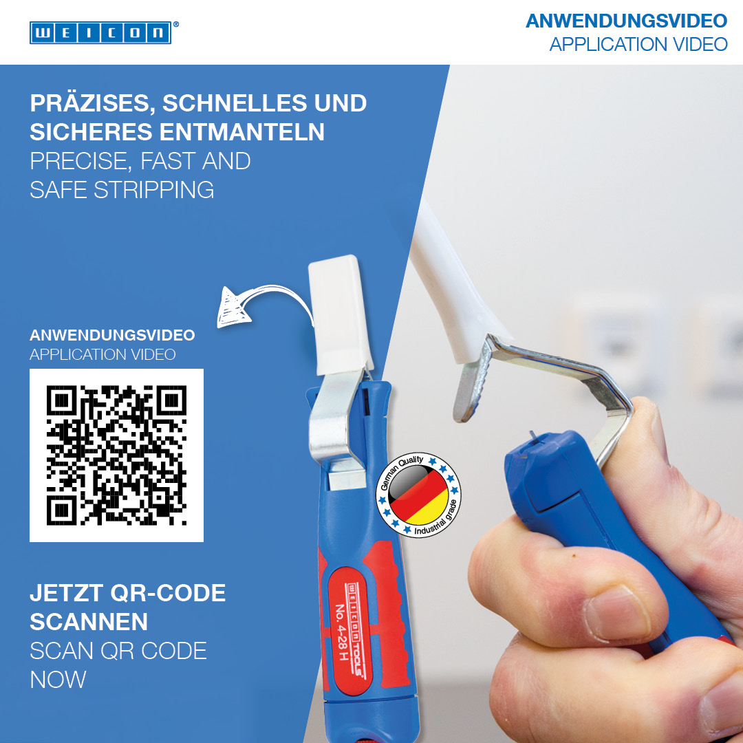 Cable Stripper No. 4 - 28 H | with 2-component and fibreglass-reinforced plastic handle I with hook blade and protective cap I working range 4 - 28 mm Ø