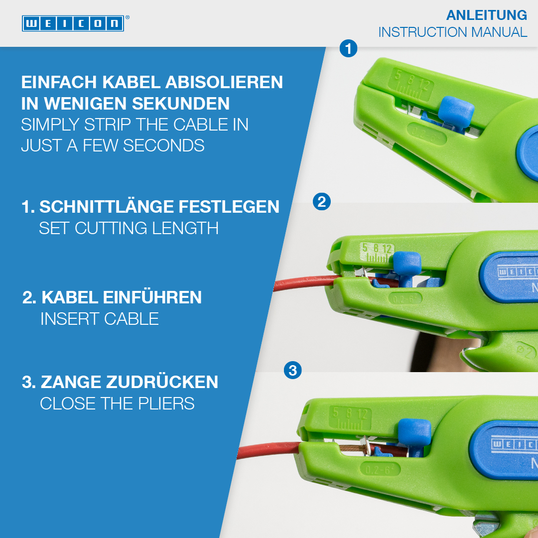 Wire Stripper No. 5 Green Line | Sustainable stripping tool I for all common stranded and solid conductors, working range 0,2 - 6,0 mm²